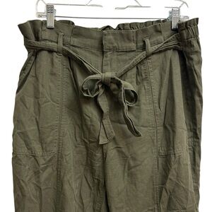 Melrose & Market Olive Green Paper Bag Tie Waist Pants